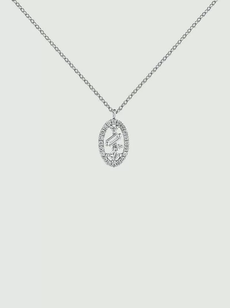 Aristocrazy Collares De Plata-Colgante De Oro Blanco De 18K Con Ovalo De Diamantes