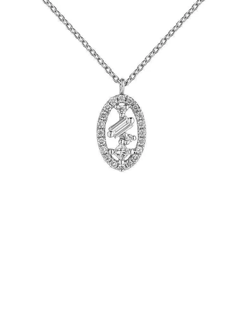 Aristocrazy Collares De Plata-Colgante De Oro Blanco De 18K Con Ovalo De Diamantes