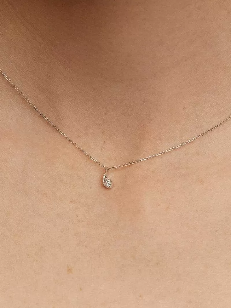 Aristocrazy Collares De Plata-Colgante De Oro Blanco De 9K Con Gota Y Diamantes Blancos