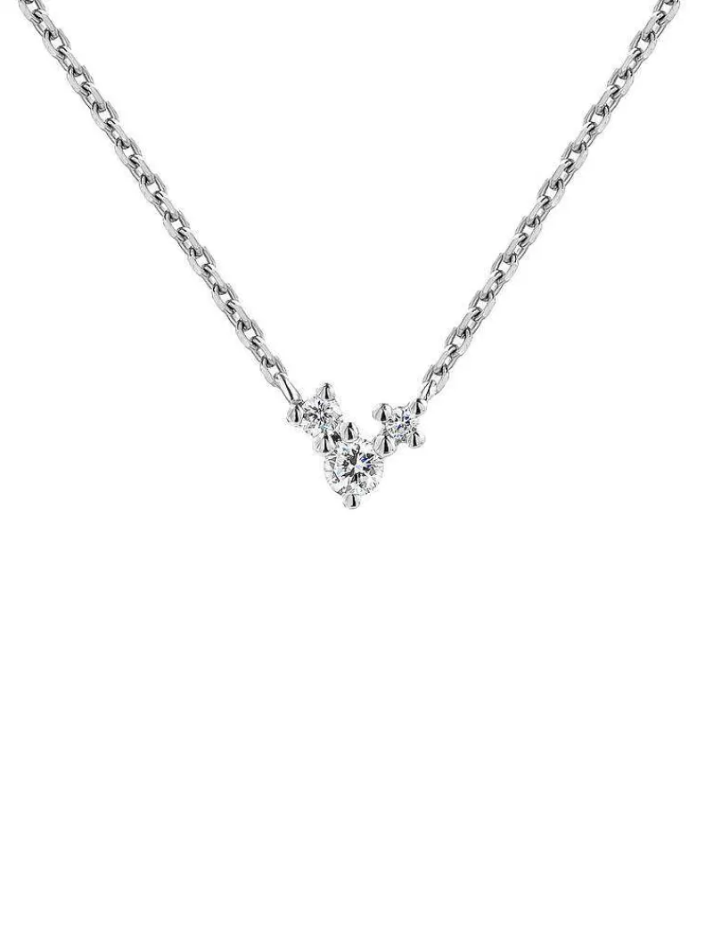 Aristocrazy Collares De Plata-Colgante De Oro Blanco De 9K Con Tres Diamantes
