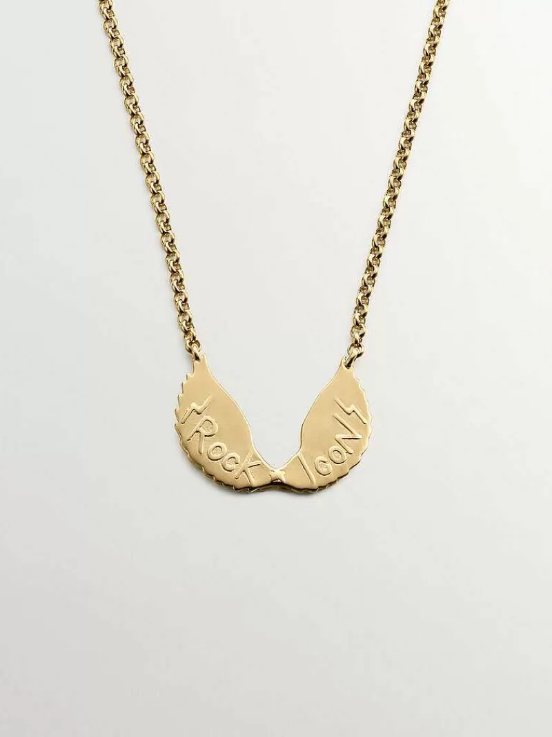 Aristocrazy Collares De Plata-Colgante De Plata 925 Banada En Oro Amarillo De 18K Con Alas