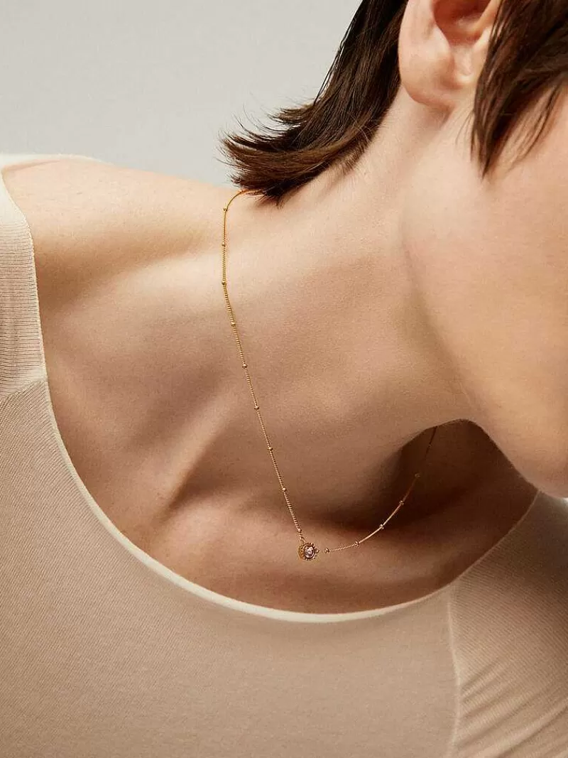 Aristocrazy Collares De Plata-Colgante De Plata 925 Banada En Oro Amarillo De 18K Con Amatista Morada