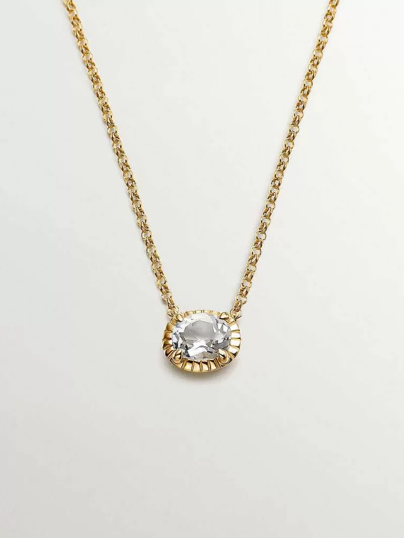 Aristocrazy Collares De Plata-Colgante De Plata 925 Banada En Oro Amarillo De 18K Con Amatista Verde