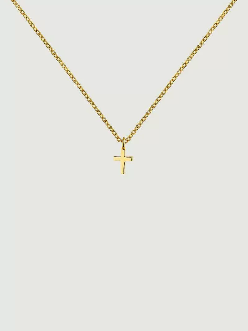 Aristocrazy Collares De Plata-Colgante De Plata 925 Banada En Oro Amarillo De 18K Con Cruz