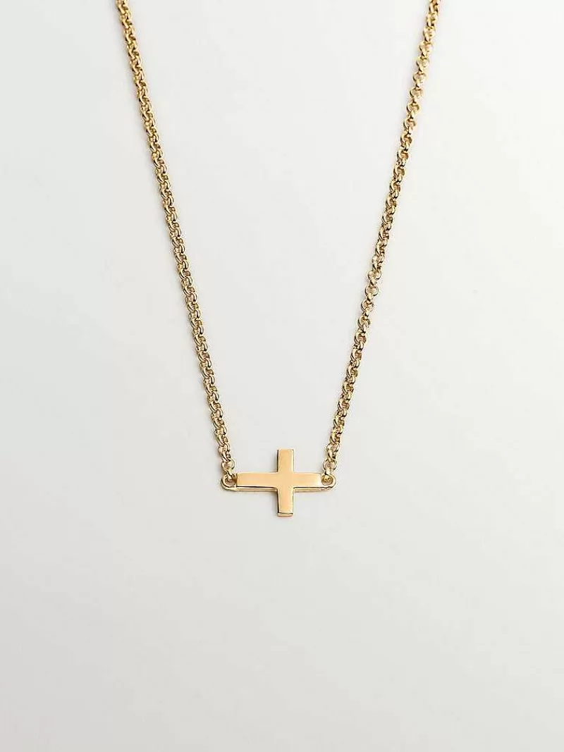 Aristocrazy Collares De Plata-Colgante De Plata 925 Banada En Oro Amarillo De 18K Con Cruz