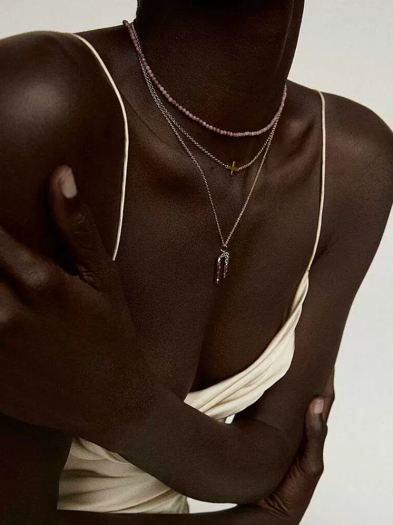 Aristocrazy Collares De Plata-Colgante De Plata 925 Banada En Oro Amarillo De 18K Con Cruz