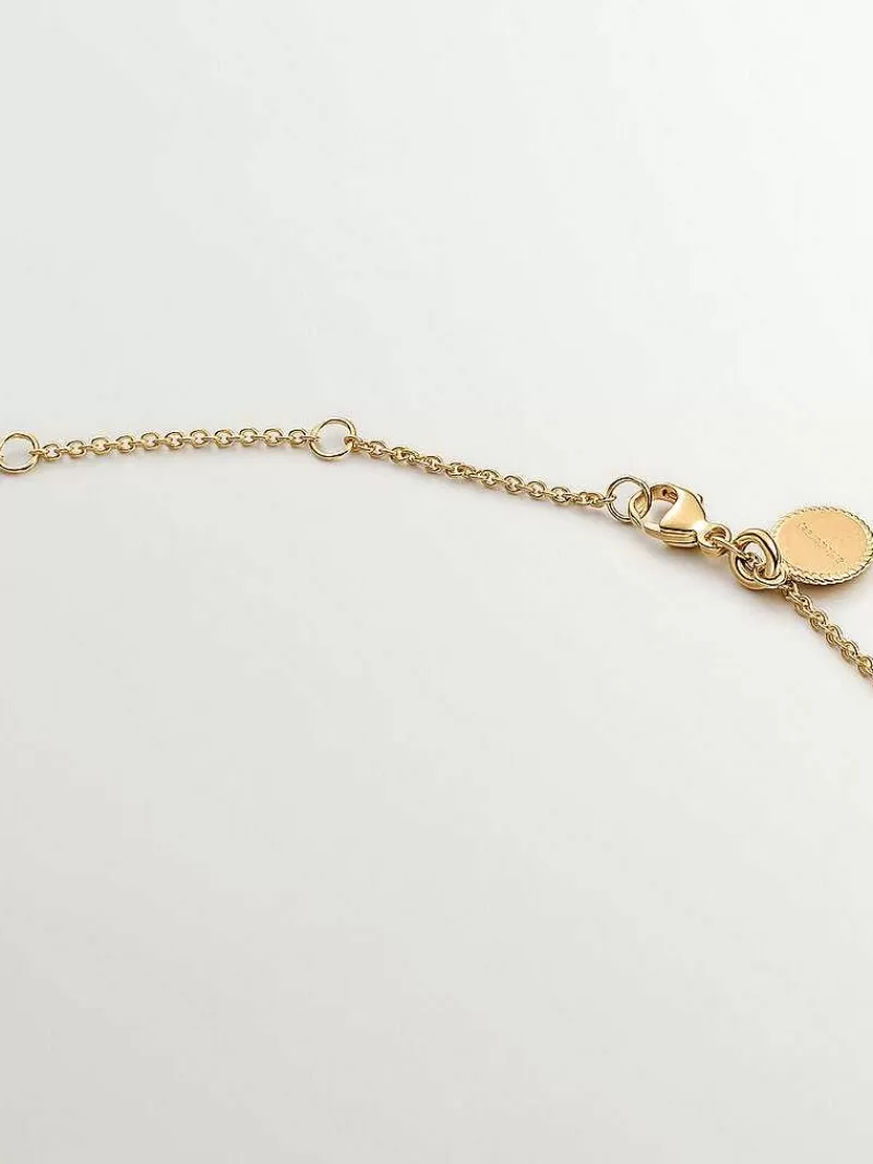 Aristocrazy Collares De Plata-Colgante De Plata 925 Banada En Oro Amarillo De 18K Con Cruz Pequena Y Espinelas