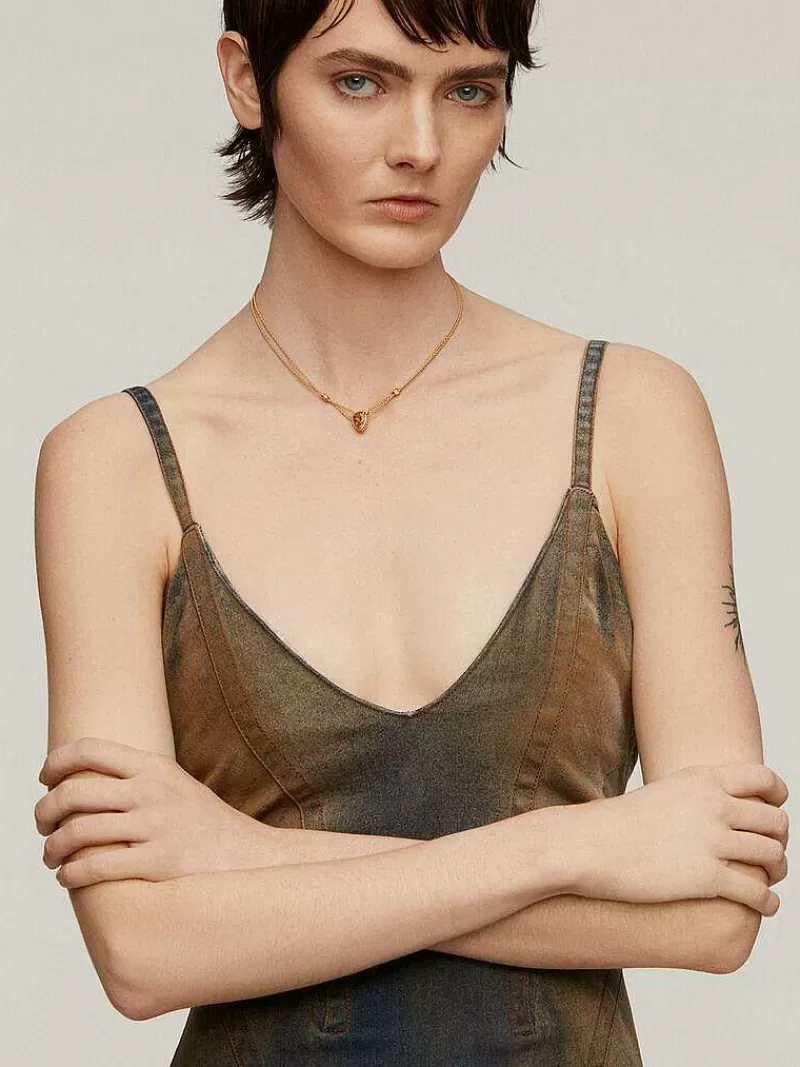 Aristocrazy Collares De Plata-Colgante De Plata 925 Banada En Oro Amarillo De 18K Con Cuarzo Amarillo