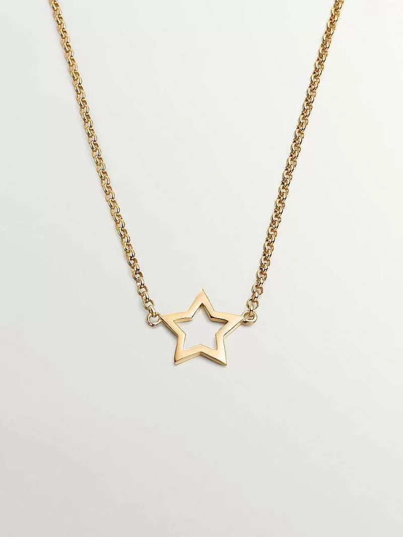 Aristocrazy Collares De Plata-Colgante De Plata 925 Banada En Oro Amarillo De 18K Con Estrella