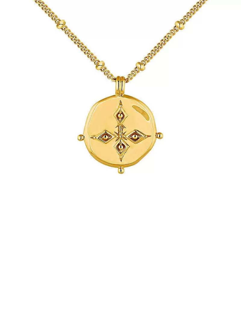 Aristocrazy Collares De Plata-Colgante De Plata 925 Banada En Oro Amarillo De 18K Con Medalla Estilo Antiguo