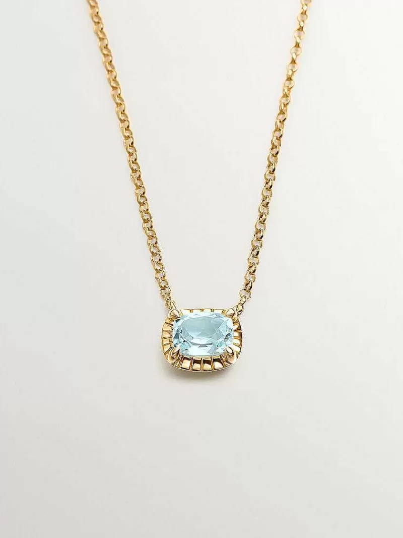 Aristocrazy Collares De Plata-Colgante De Plata 925 Banada En Oro Amarillo De 18K Con Topacio Azul Sky