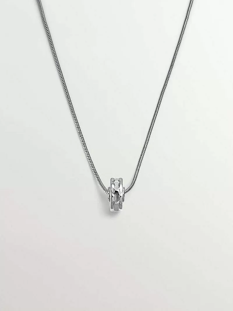 Aristocrazy Collares De Plata-Colgante De Plata 925 Con Eslabones Barbado Y Motivo Geometrico