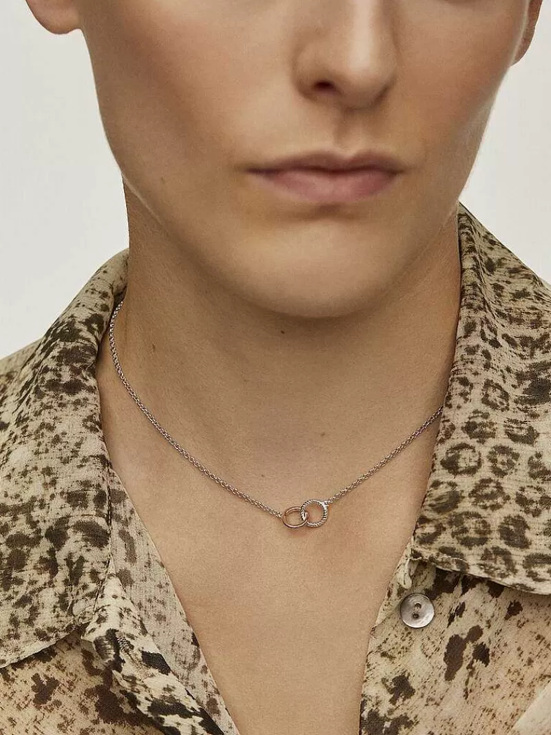 Aristocrazy Collares De Plata-Colgante De Plata 925 Y Plata 925 Banada En Oro Rosa De 18K Con Circulos Entrelazados