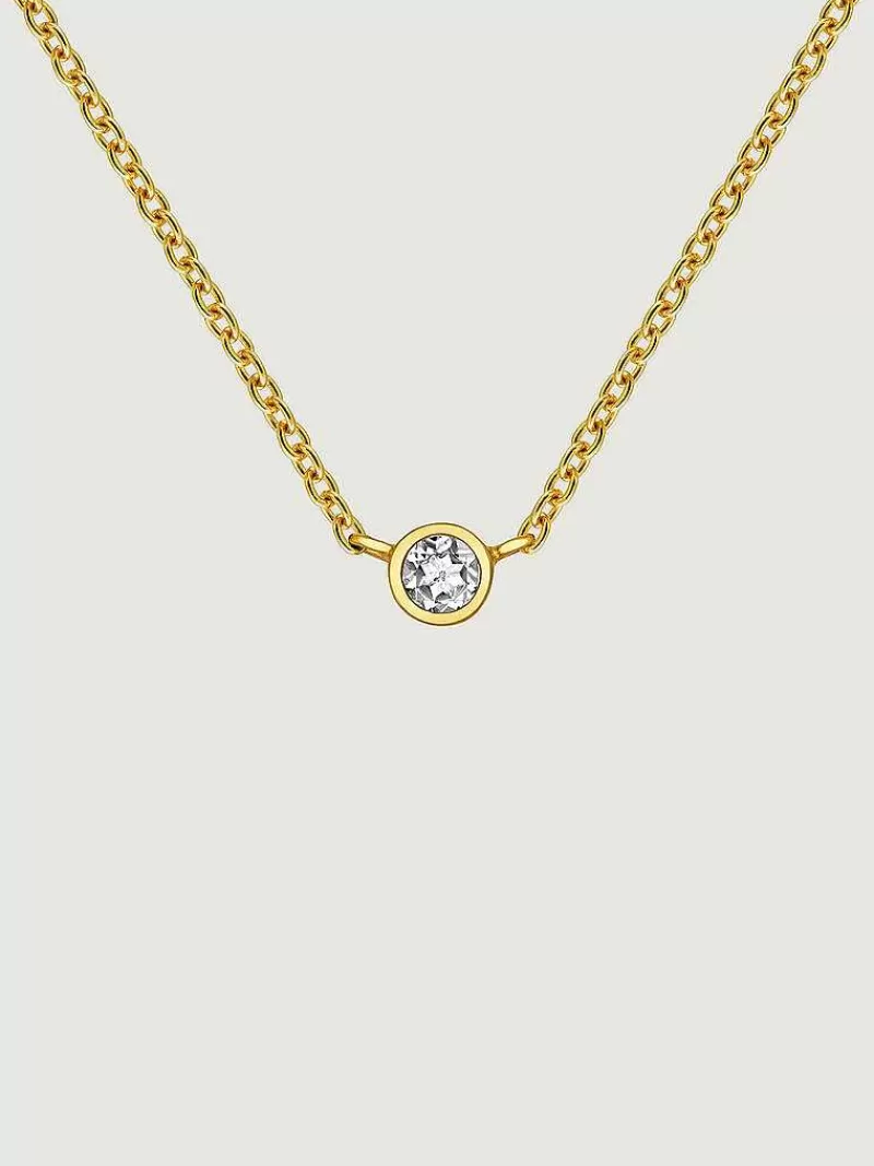 Aristocrazy Collares De Oro-Colgante Solitario De Plata 925 Banada En Oro Amarillo De 18K Con Topacio Blanco
