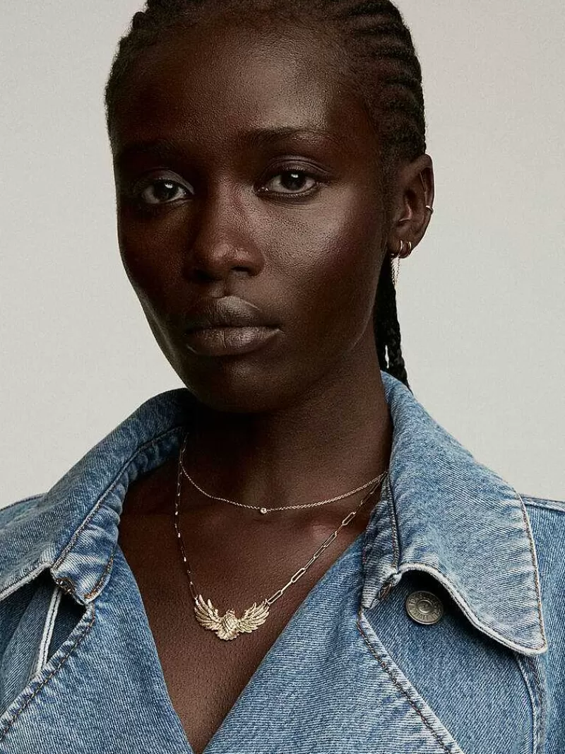 Aristocrazy Collares De Oro-Colgante Solitario De Plata 925 Banada En Oro Amarillo De 18K Con Topacio Blanco