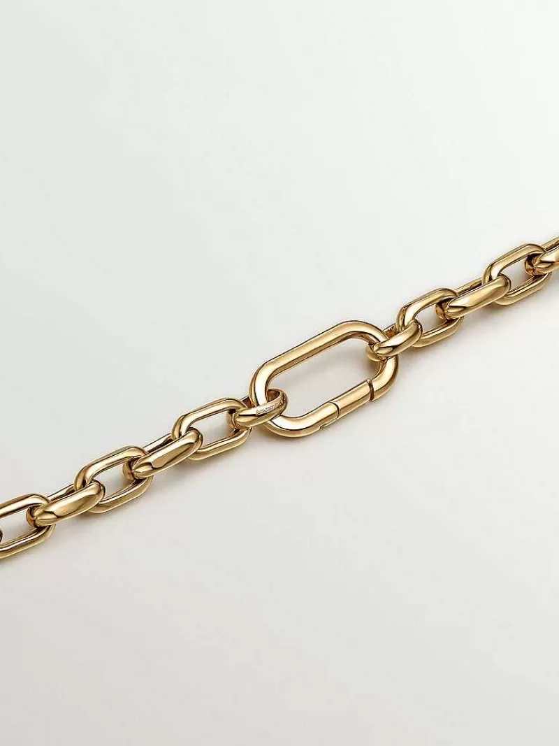 Aristocrazy Cadenas-Collar De Eslabones Forza De Plata 925 Banada En Oro Amarillo De 18K 45Cm