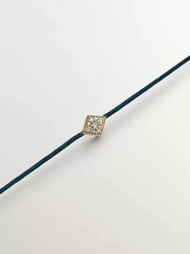 Aristocrazy Collares De Plata-Collar De Hilo Y Oro Amarillo De 18K Con Diamantes
