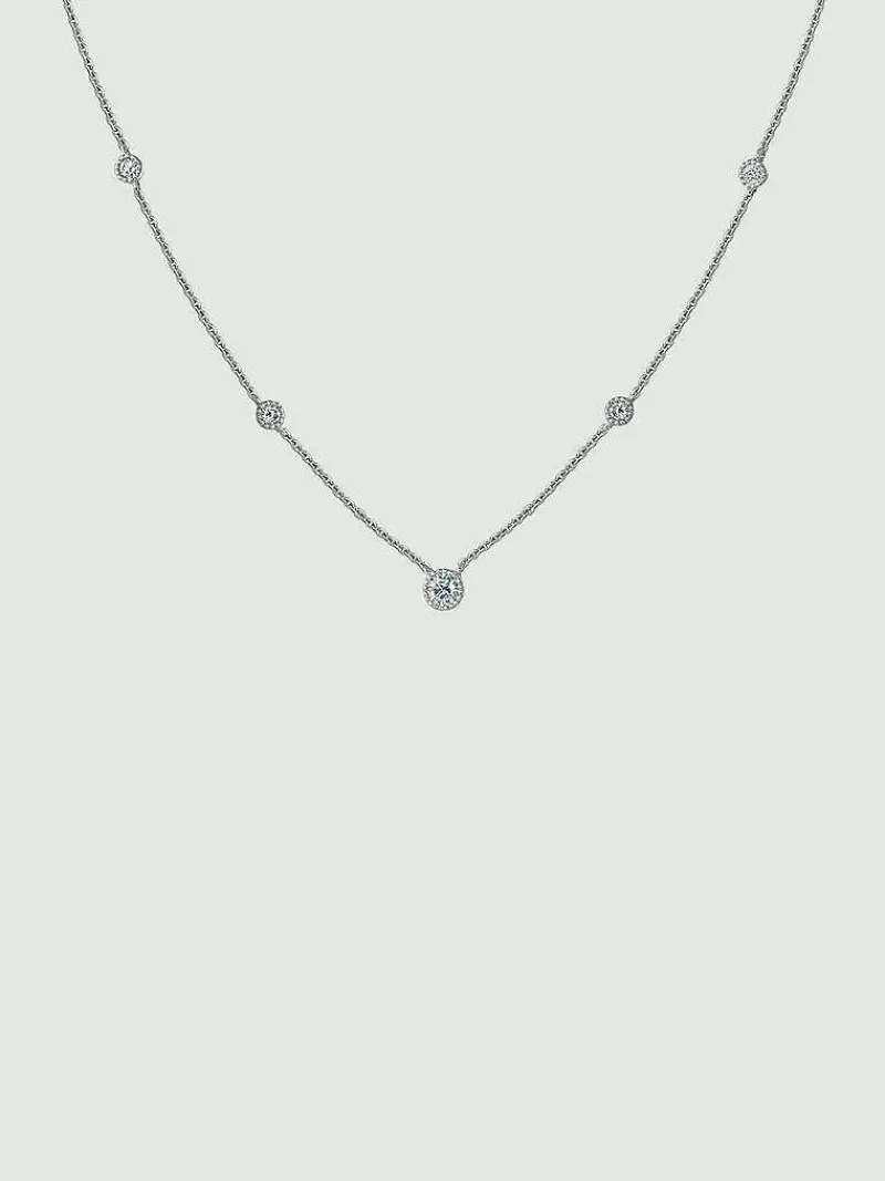 Aristocrazy Collares De Plata-Collar De Oro Blanco De 9K Con Diamantes Blancos