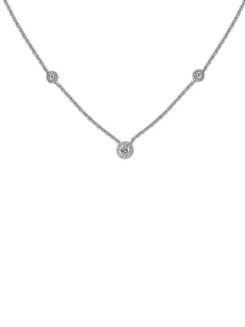 Aristocrazy Collares De Plata-Collar De Oro Blanco De 9K Con Diamantes Blancos