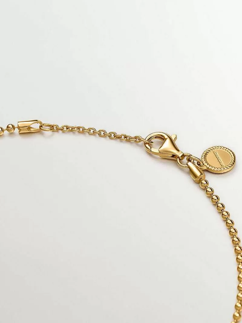 Aristocrazy Collares De Plata-Collar De Plata 925 Banada En Oro Amarillo De 18K Con Amatista Morada Y Agata Rosa