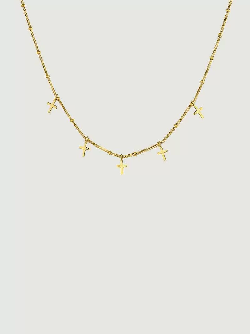Aristocrazy Collares De Plata-Collar De Plata 925 Banada En Oro Amarillo De 18K Con Cruces