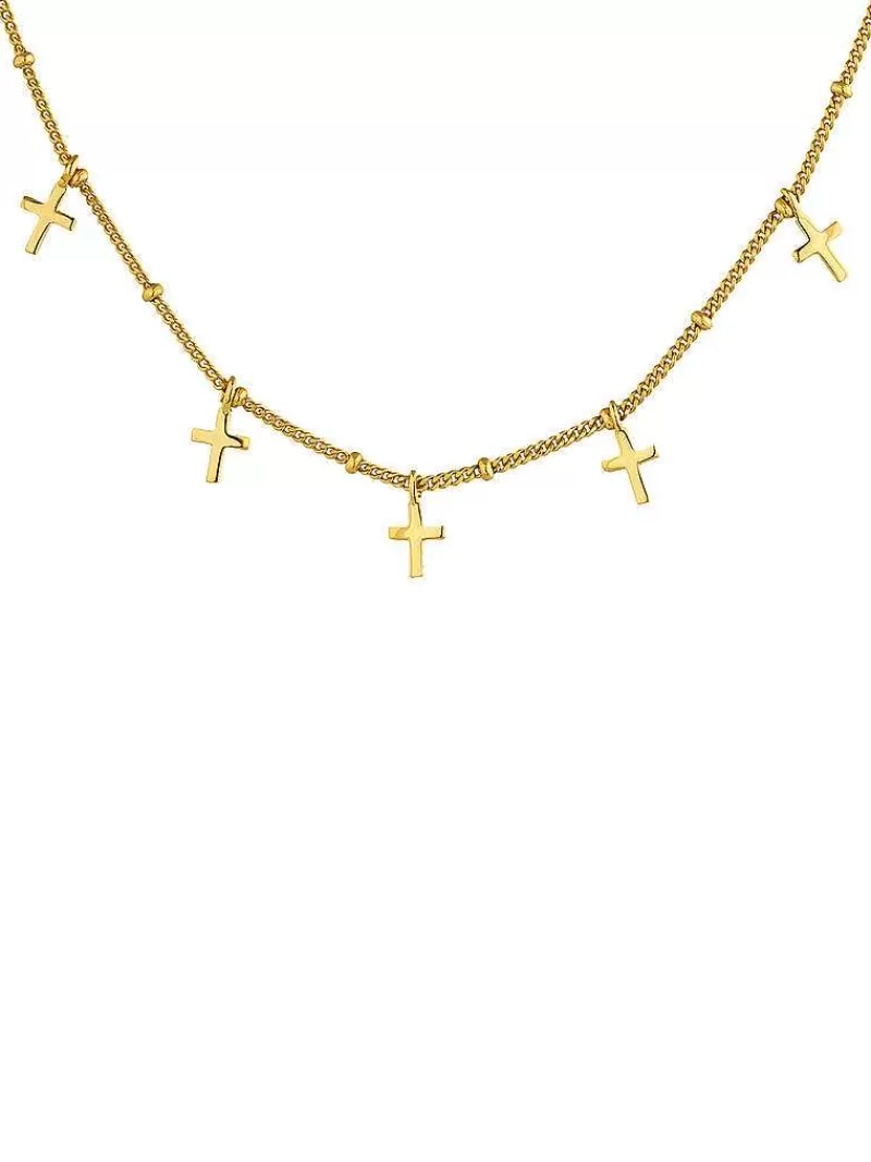Aristocrazy Collares De Plata-Collar De Plata 925 Banada En Oro Amarillo De 18K Con Cruces