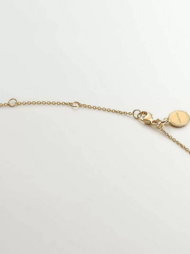 Aristocrazy Collares De Plata-Collar De Plata 925 Banada En Oro Amarillo De 18K Con Cruz Grande Y Espinelas