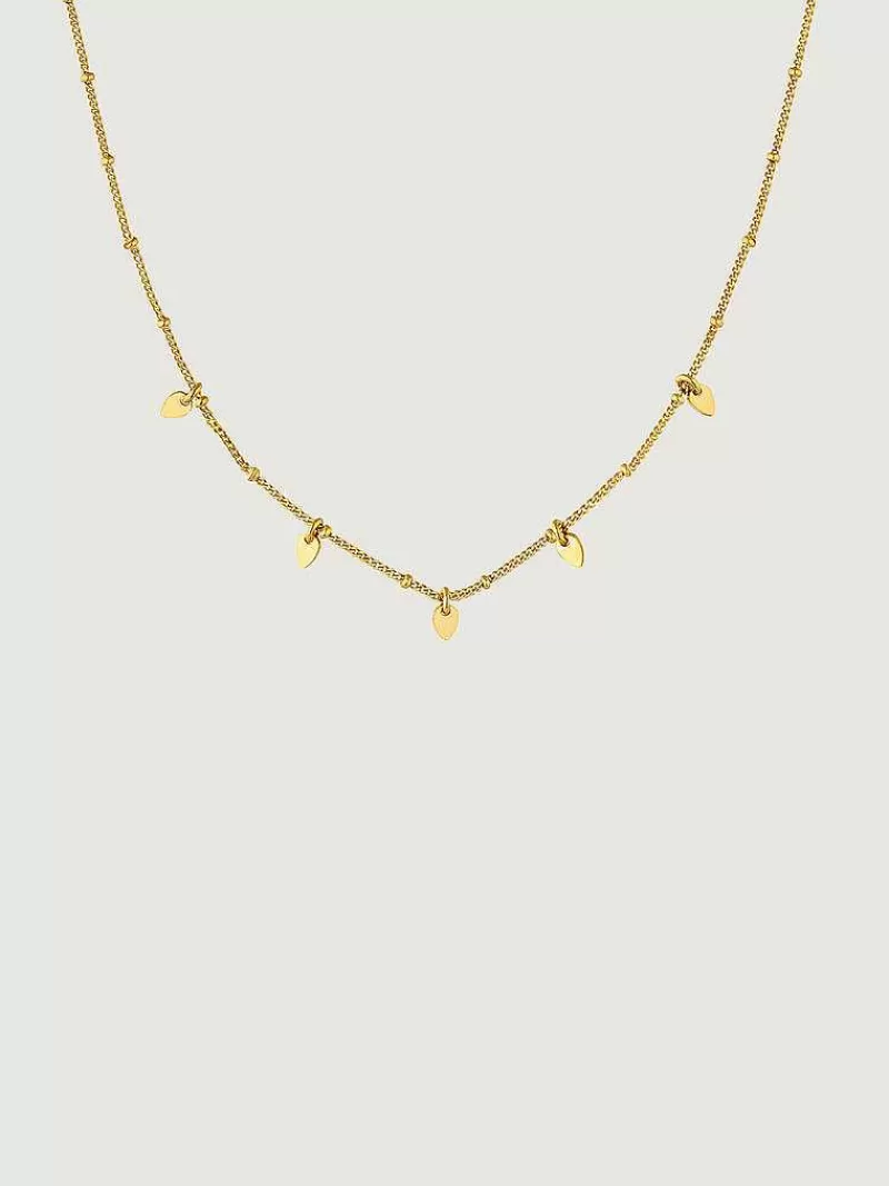 Aristocrazy Collares De Plata-Collar De Plata 925 Banada En Oro Amarillo De 18K Con Hojas