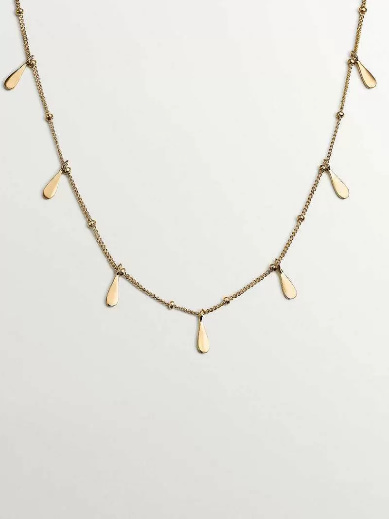 Aristocrazy Collares De Plata-Collar De Plata 925 Banada En Oro Amarillo De 18K Con Lagrimas