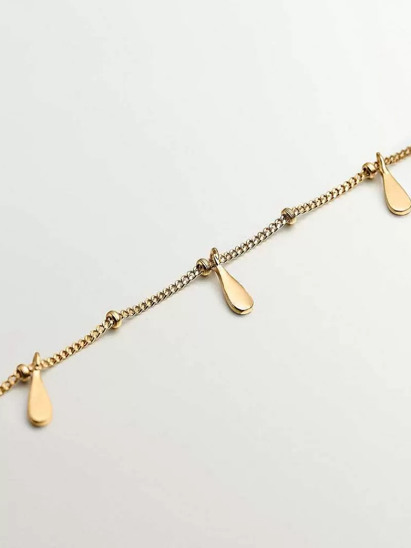 Aristocrazy Collares De Plata-Collar De Plata 925 Banada En Oro Amarillo De 18K Con Lagrimas
