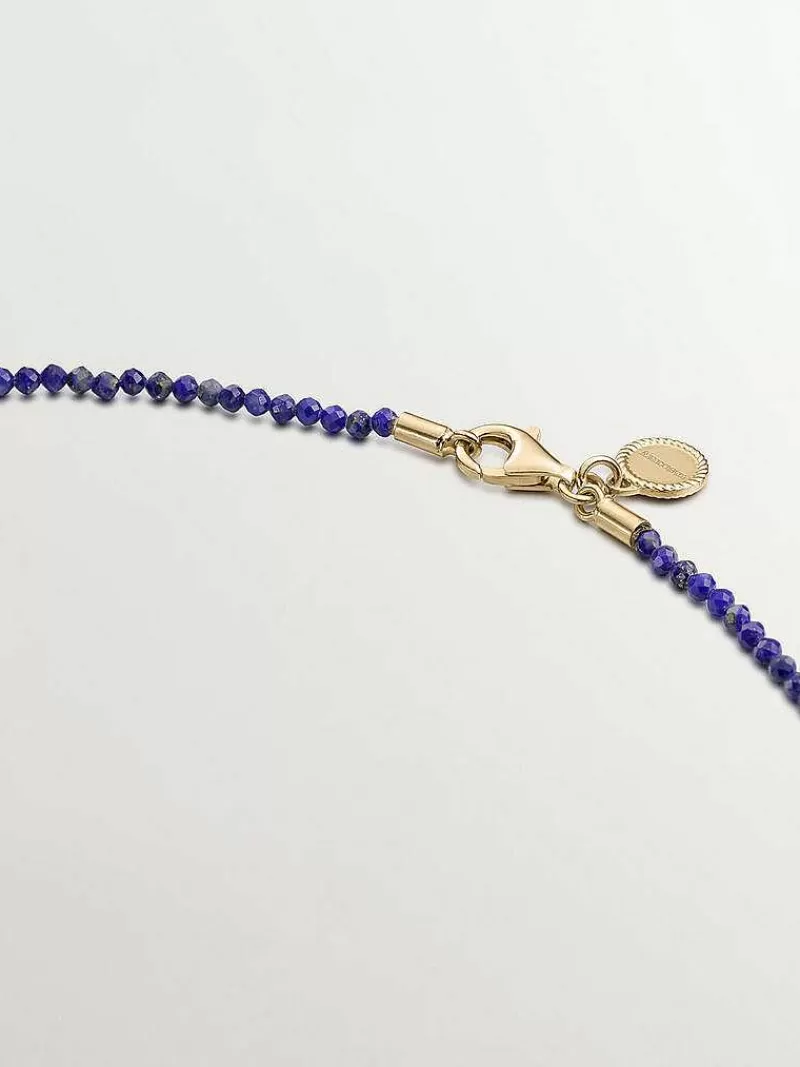 Aristocrazy Collares De Plata-Collar De Plata 925 Banada En Oro Amarillo De 18K Con Lapislazulis Azules