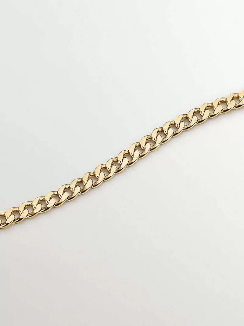 Aristocrazy Collares De Plata-Collar De Plata 925 Banada En Oro Amarillo De 18K De Eslabones Rolo Con Cierre Frontal Geometrico
