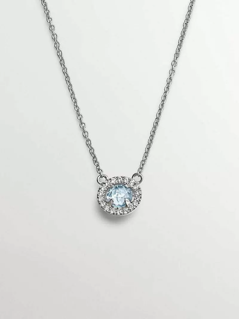 Aristocrazy Collares De Plata-Collar De Plata 925 Con Topacio Azul Y Zafiros Blancos