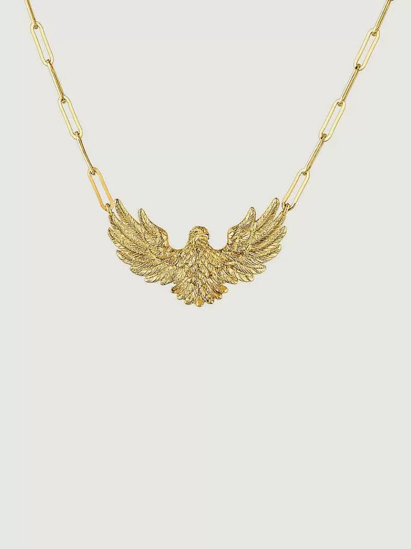 Aristocrazy Collares De Plata-Collar Eslabones De Plata 925 Banada En Oro Amarillo De 18K Con Aguila