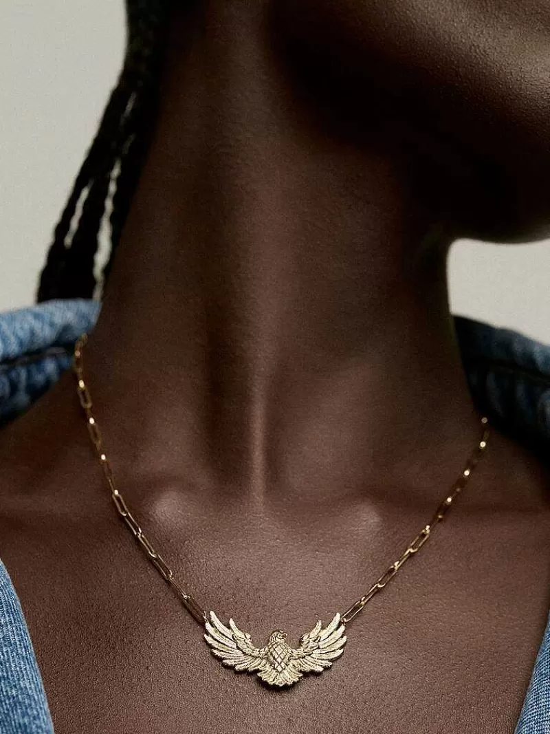 Aristocrazy Collares De Plata-Collar Eslabones De Plata 925 Banada En Oro Amarillo De 18K Con Aguila