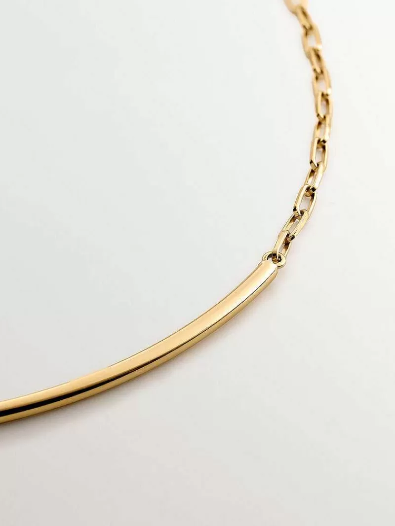 Aristocrazy Collares De Plata-Collar Rigido De Plata 925 Banada En Oro Amarillo De 18K