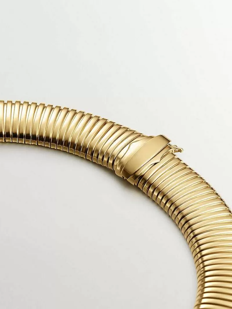 Aristocrazy Collares De Plata-Collar Tubogas Xl De Plata 925 Banada En Oro Amarillo De 18K