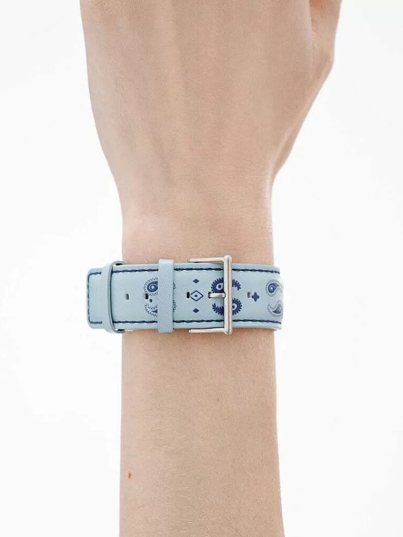 Aristocrazy Correas Apple Watch-Correa Para Apple Watch De Cuero Azul Con Estampado De Ying Yang