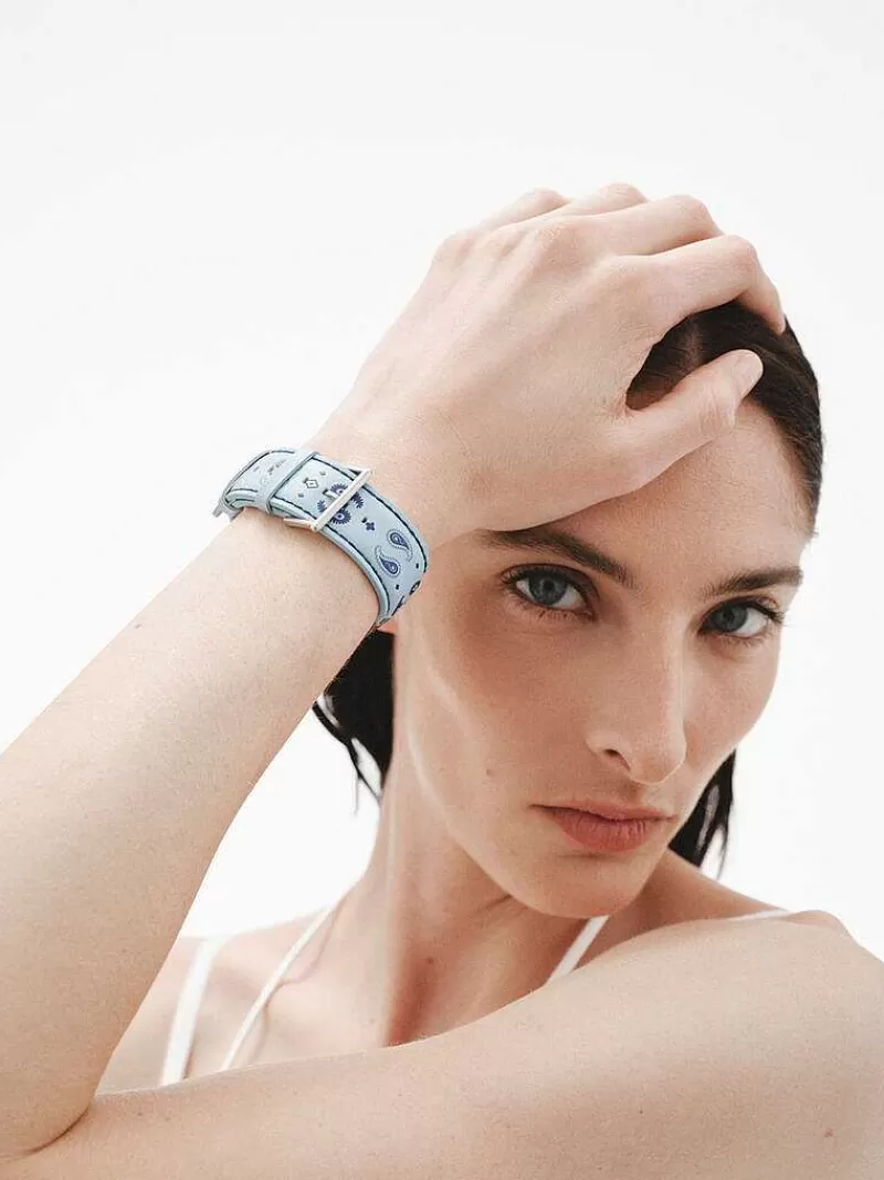 Aristocrazy Correas Apple Watch-Correa Para Apple Watch De Cuero Azul Con Estampado De Ying Yang