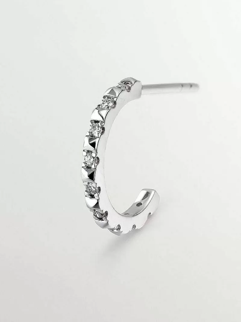 Aristocrazy Pendientes De Oro-Pendiente De Aro Individual De Oro Blanco De 18K Con Diamantes