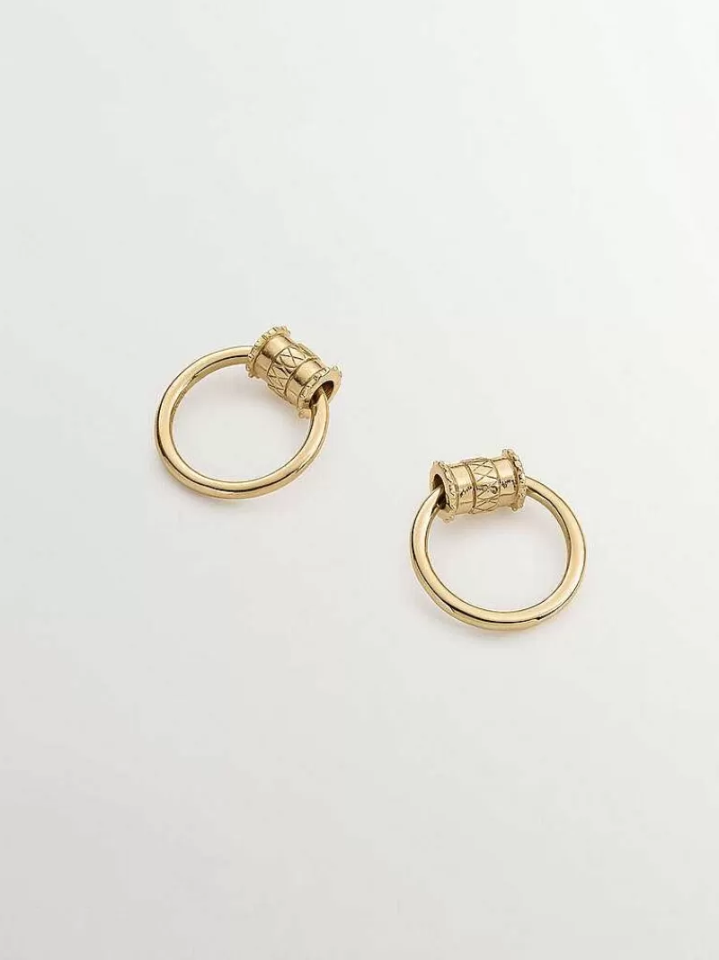 Aristocrazy Pendientes De Plata-Pendiente De Plata 925 Banada En Oro Amarillo De 18K