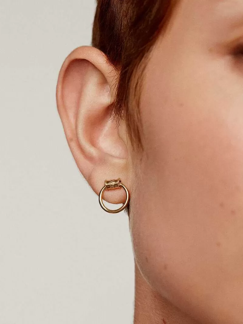Aristocrazy Pendientes De Plata-Pendiente De Plata 925 Banada En Oro Amarillo De 18K