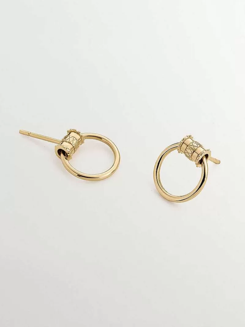 Aristocrazy Pendientes De Plata-Pendiente De Plata 925 Banada En Oro Amarillo De 18K