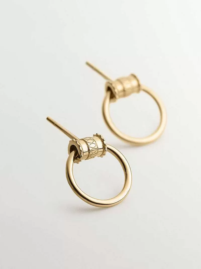 Aristocrazy Pendientes De Plata-Pendiente De Plata 925 Banada En Oro Amarillo De 18K