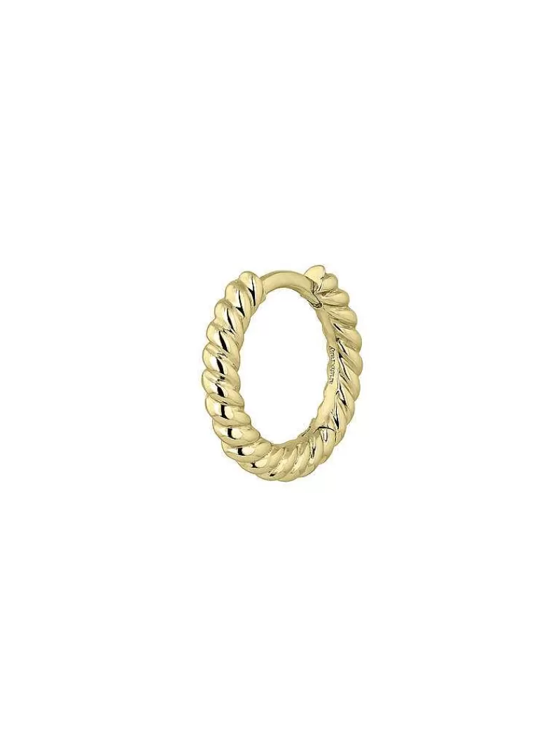 Aristocrazy Pendientes Por Unidad-Pendiente Individual De Aro De Oro Blanco De 9K Con Textura Gallonada