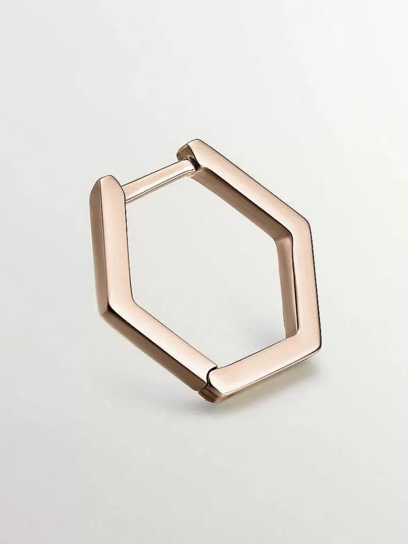 Aristocrazy Pendientes De Oro-Pendiente Individual De Aro De Oro Rosa De 9K Con Forma Hexagonal