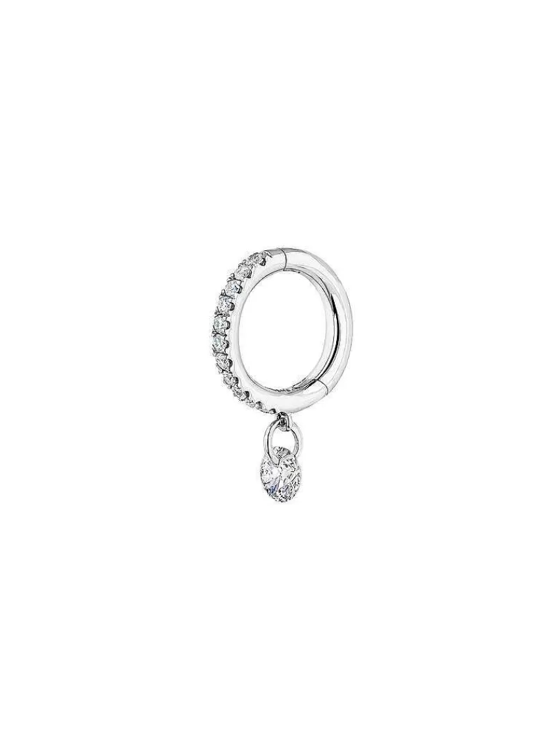 Aristocrazy Pendientes Por Unidad-Pendiente Individual De Aro Pequeno De Oro Blanco De 18K Con Diamantes Blancos