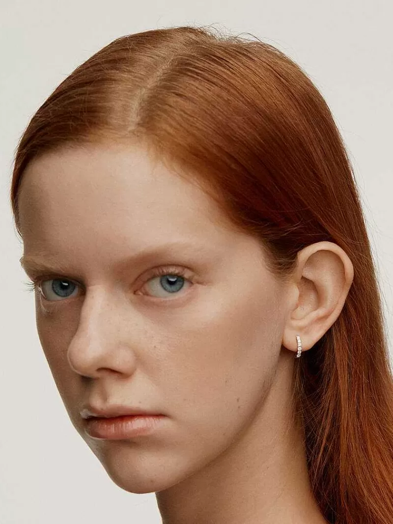 Aristocrazy Pendientes Por Unidad-Pendiente Individual De Oro Blanco De 18K Con Diamantes De 0,16Cts