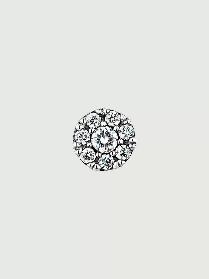 Aristocrazy Pendientes Por Unidad-Pendiente Individual De Oro Blanco De 18K Con Roseta De Diamantes 0,06 Cts