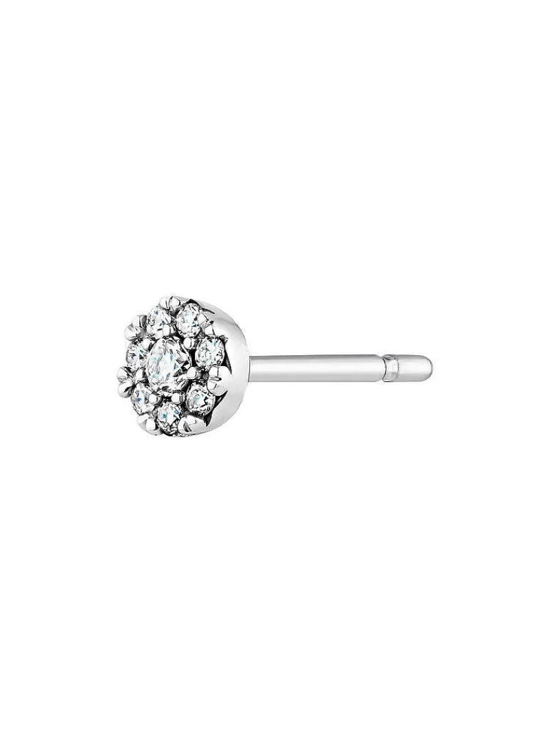 Aristocrazy Pendientes Por Unidad-Pendiente Individual De Oro Blanco De 18K Con Roseta De Diamantes 0,06 Cts
